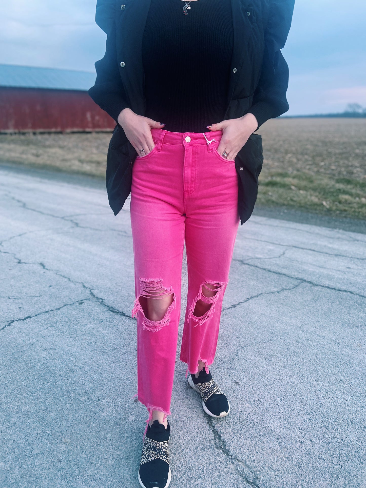 Hot Pink Vervet Jeans