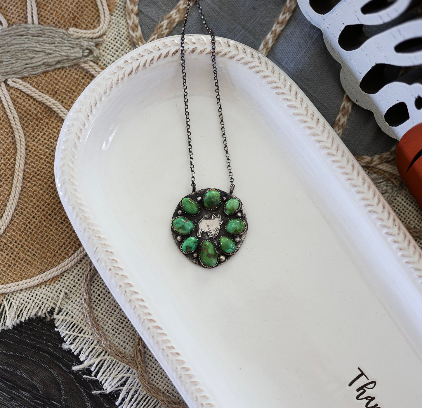 Cielo Turquoise Pig Large Cluster Necklace
