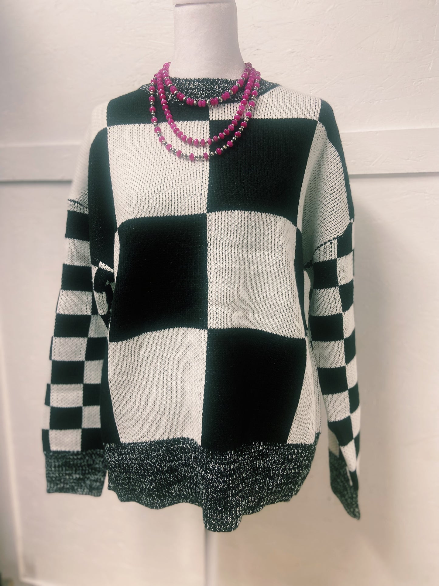 Checkerboard Black & White Sweater