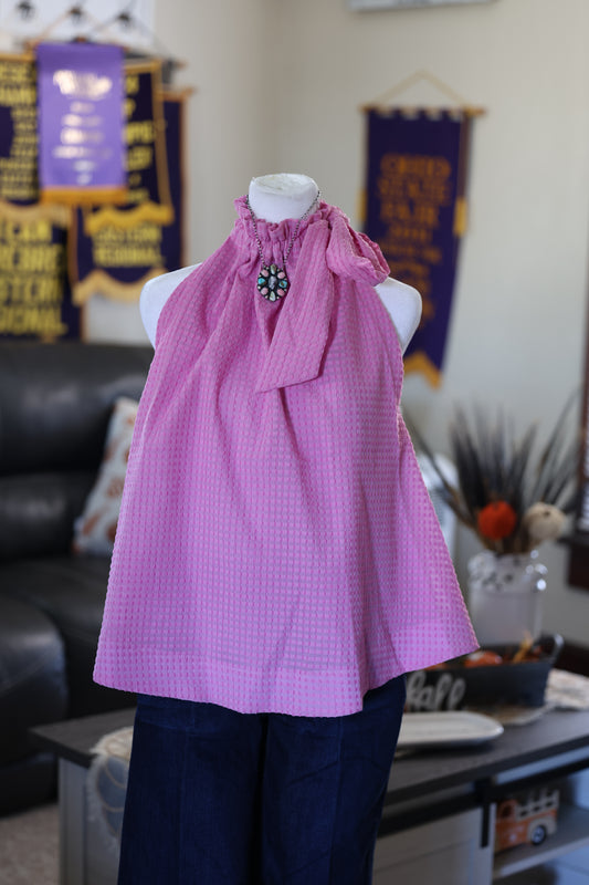 Pink Neck Tie Top