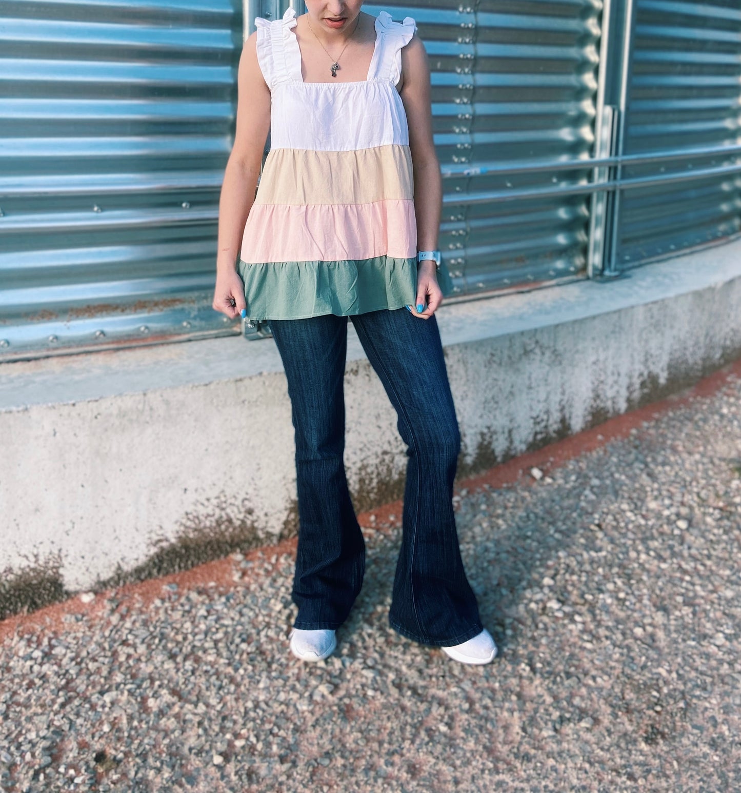 Color Block Ruffled Top