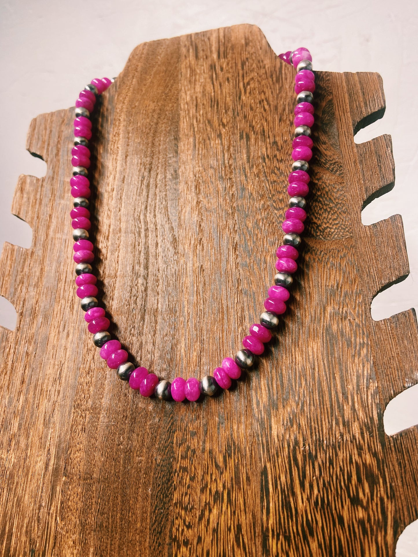 Hot Pink Quartz & Navajo Pearl Necklace