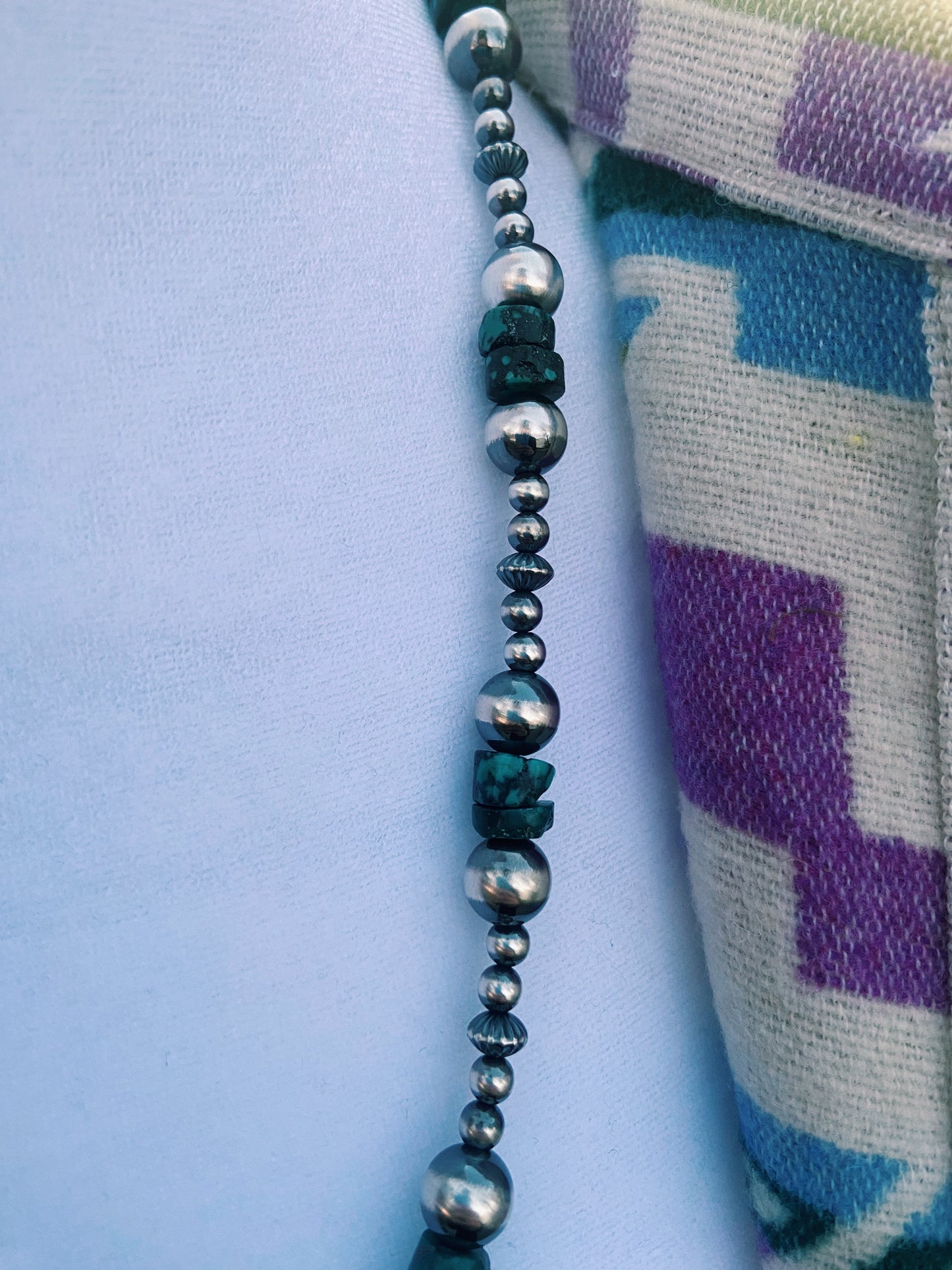 Turquoise & Navajo Pearl/Saucer Necklace