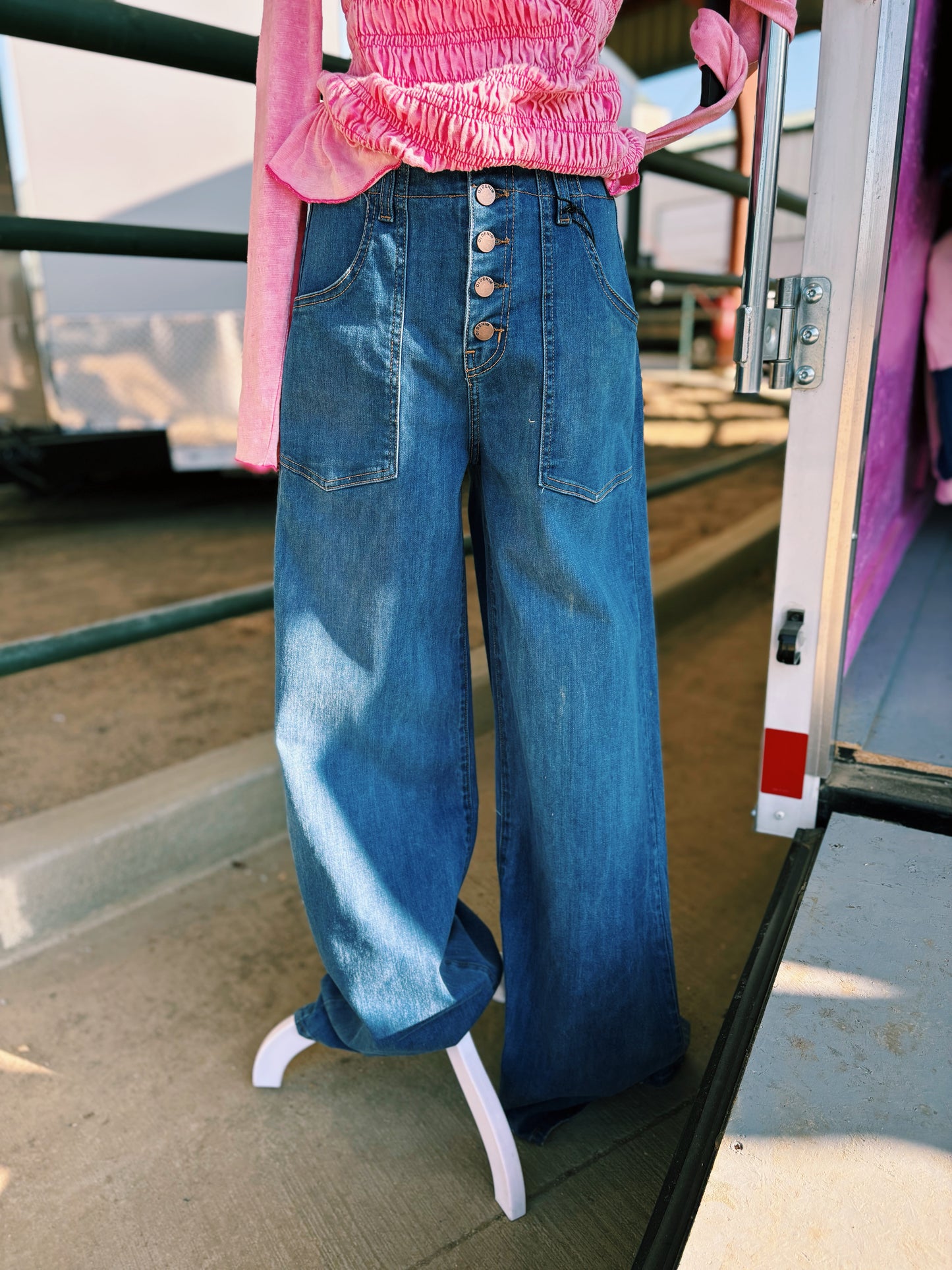 O2 Denim Medium Wash Wide Leg Jeans