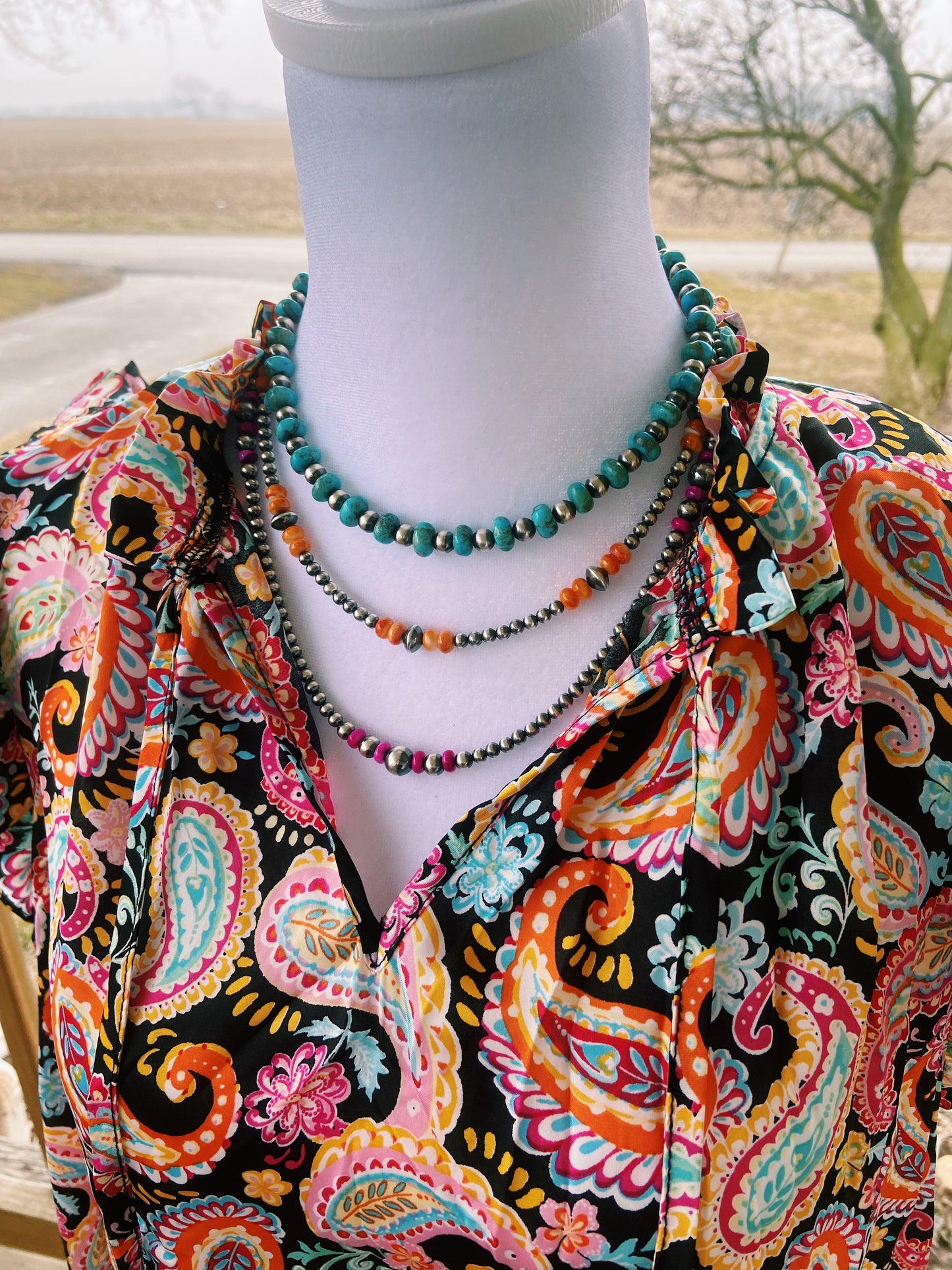 Colorful Paisley Ruffled Sleeved Top