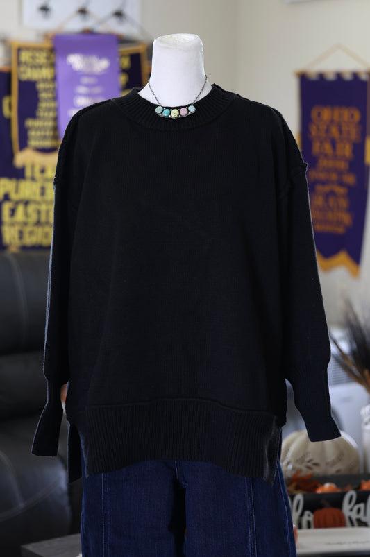Black Exposed Seam Sweater