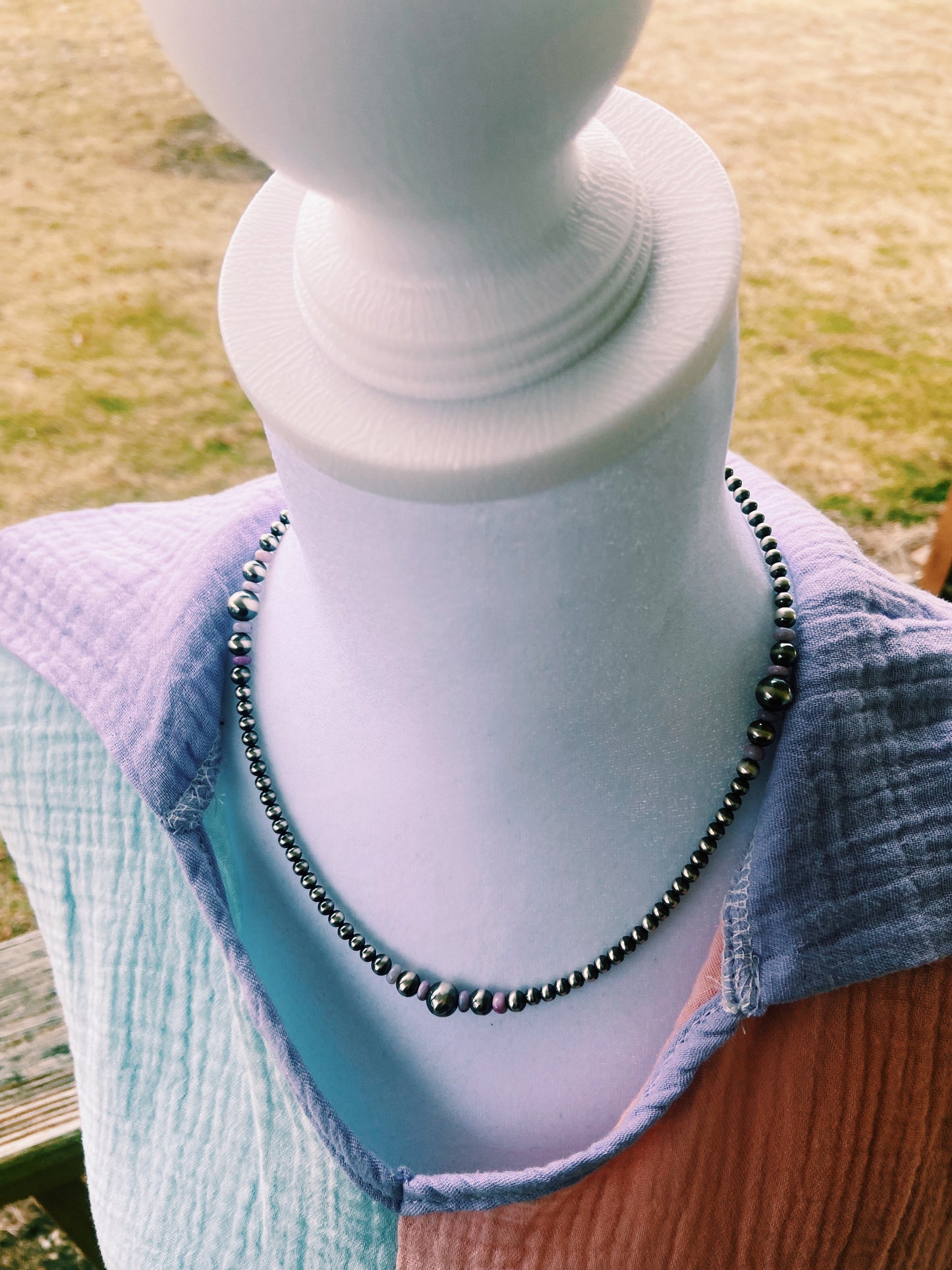 Lavender Opal & Navajo Pearl Necklace