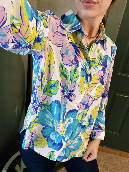 Bright Neon Floral Show Shirt