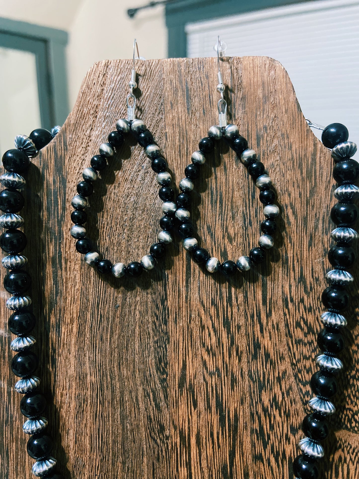 Black Onyx & Navajo Pearl Earrings