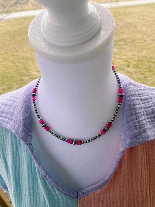 Hot Pink Opal & Navajo Pearl Choker