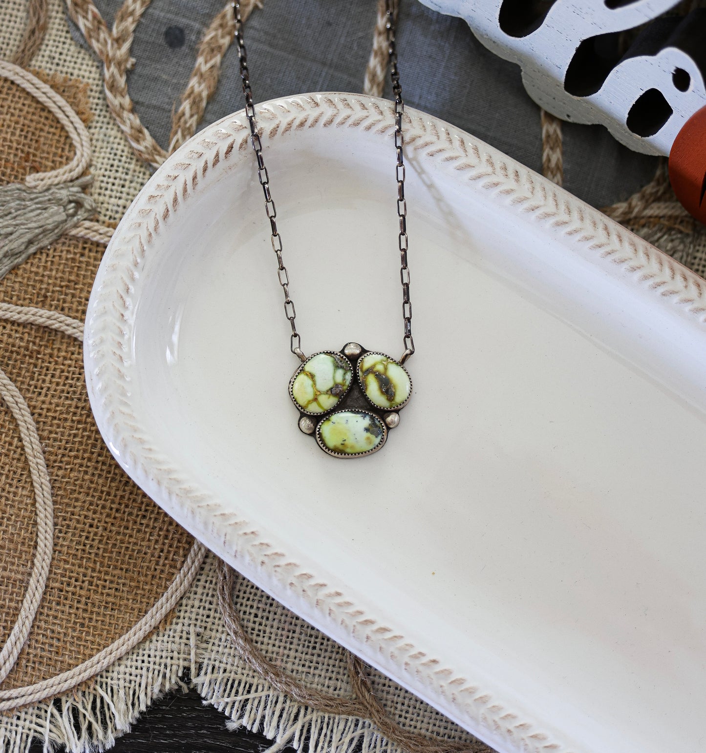 3 Stone Palomino Cluster Necklace