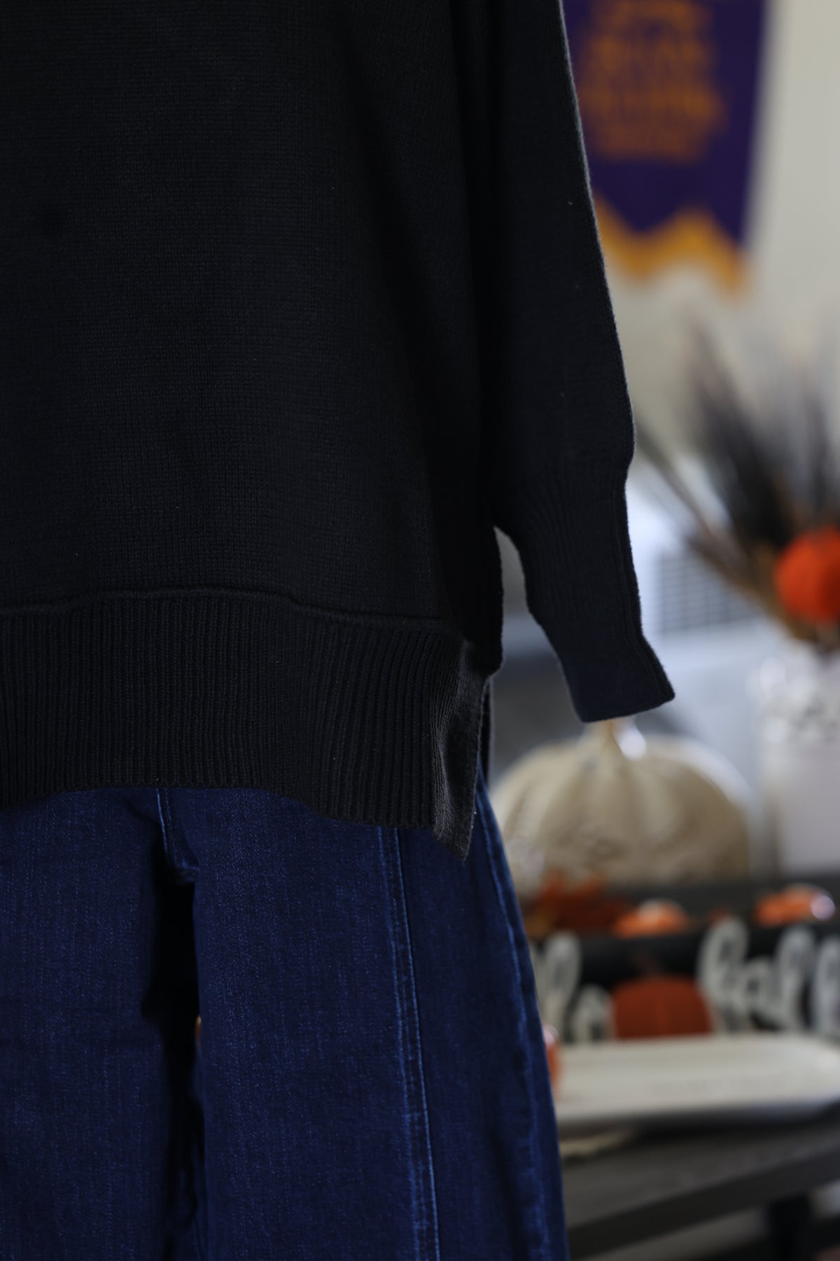 Black Exposed Seam Sweater