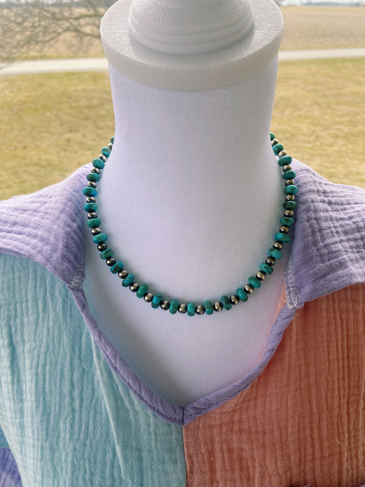 Kingsman Turquoise & Navajo Pearl Choker