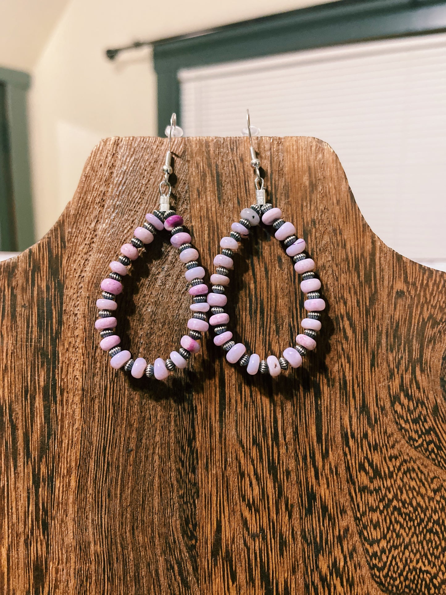 Lavender Opal & Navajo Saucer Earrings