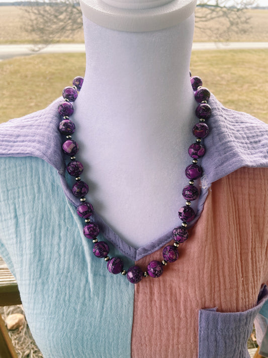 Purple Jasper & Navajo Pearl Necklace