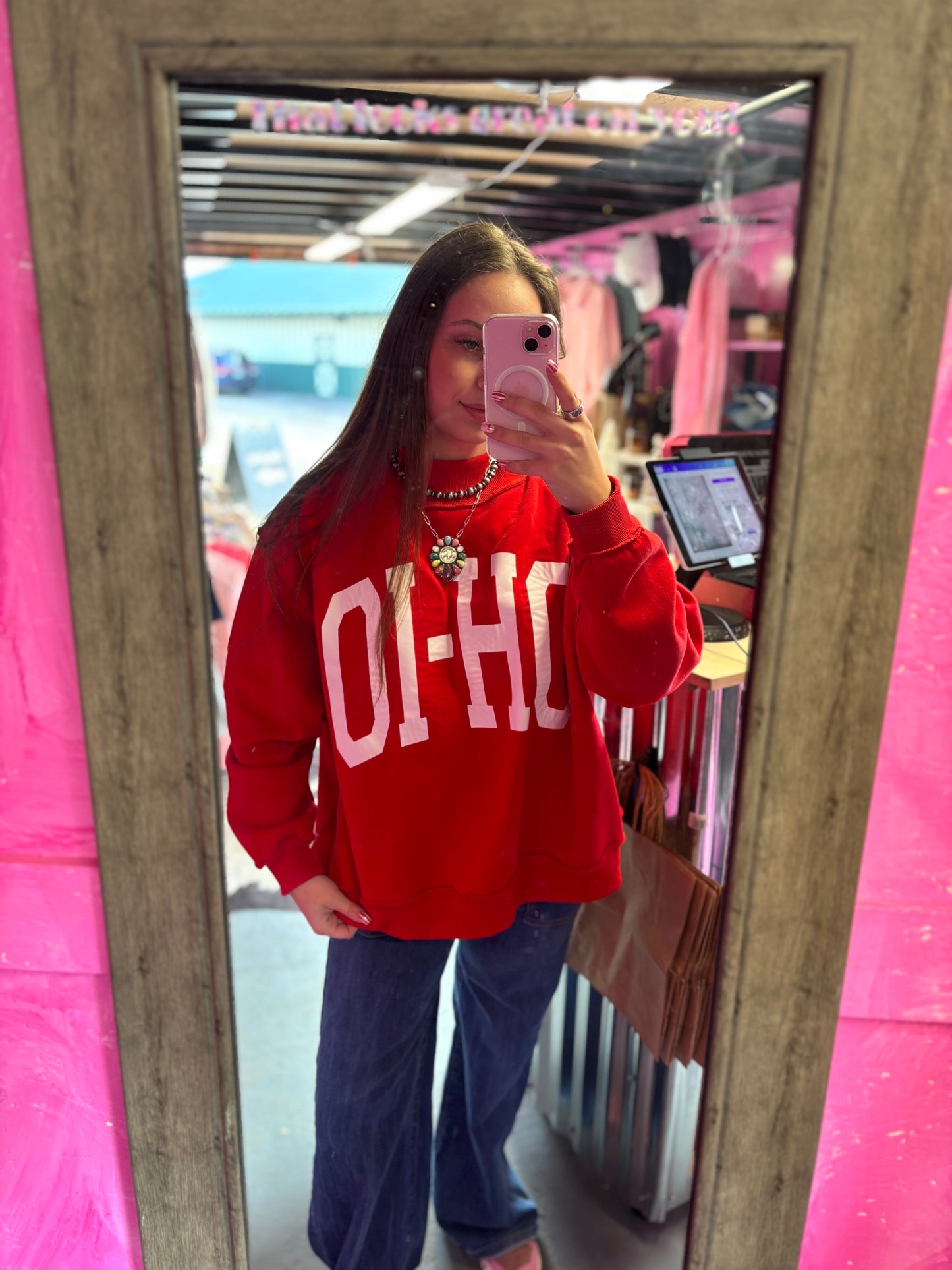 Ohio State Red & White Oversized Reversible Crewnecks