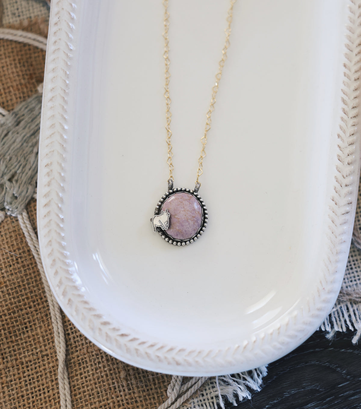 Phosphosiderite Mixed Metals Pig Necklace