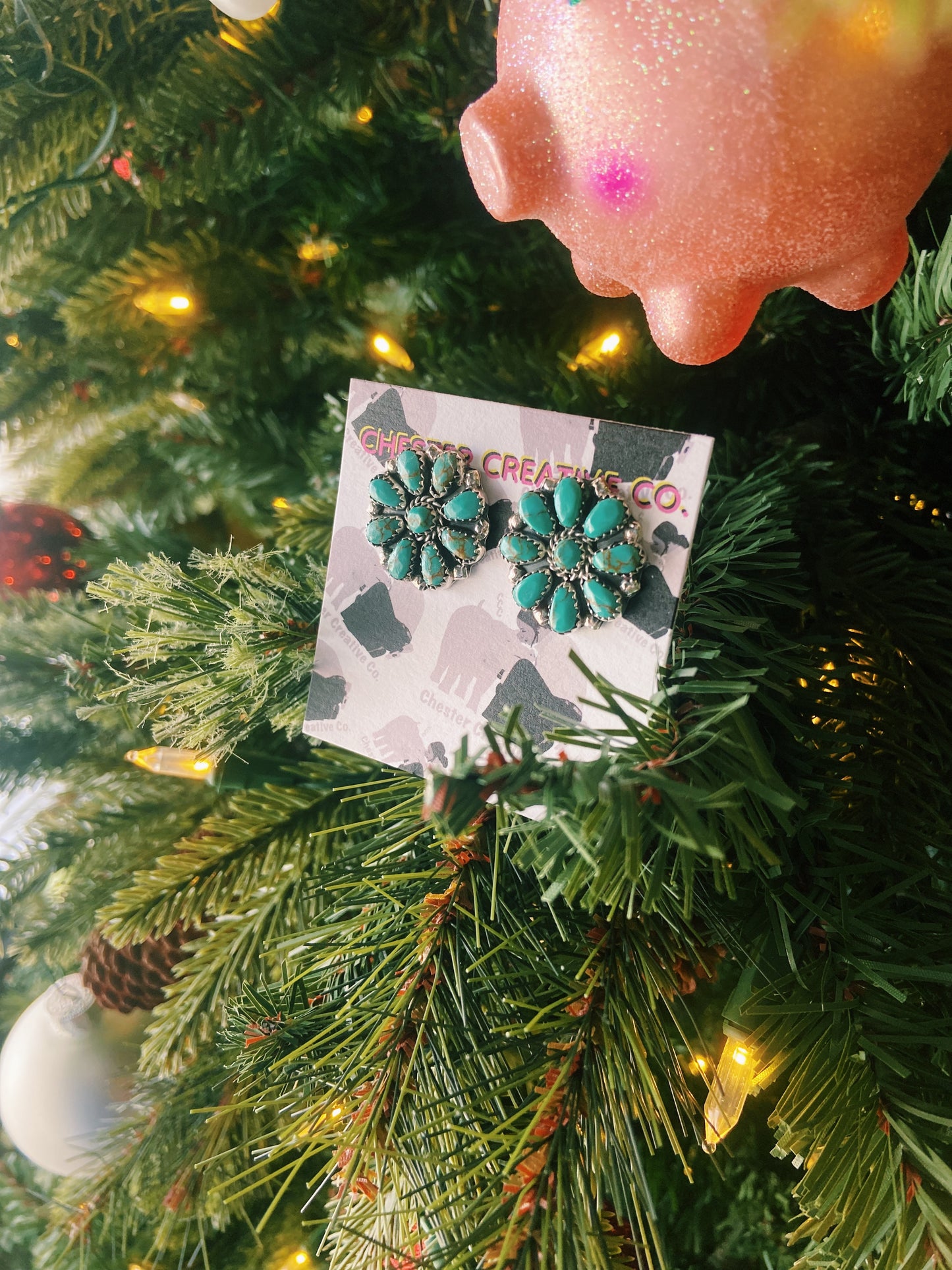 Turquoise Cluster Earrings