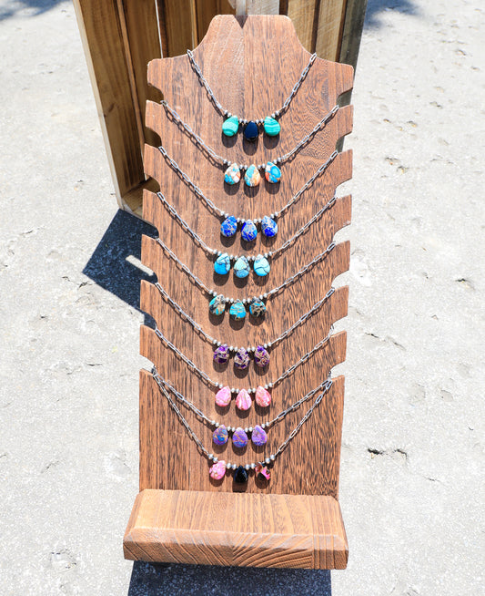 Teardrop & Navajo Pearl Bar Necklaces