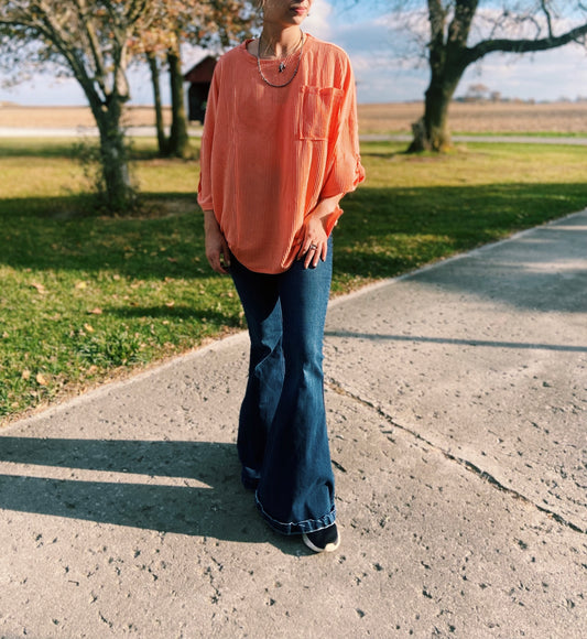 Light Orange / Peach Ribbed Shirt