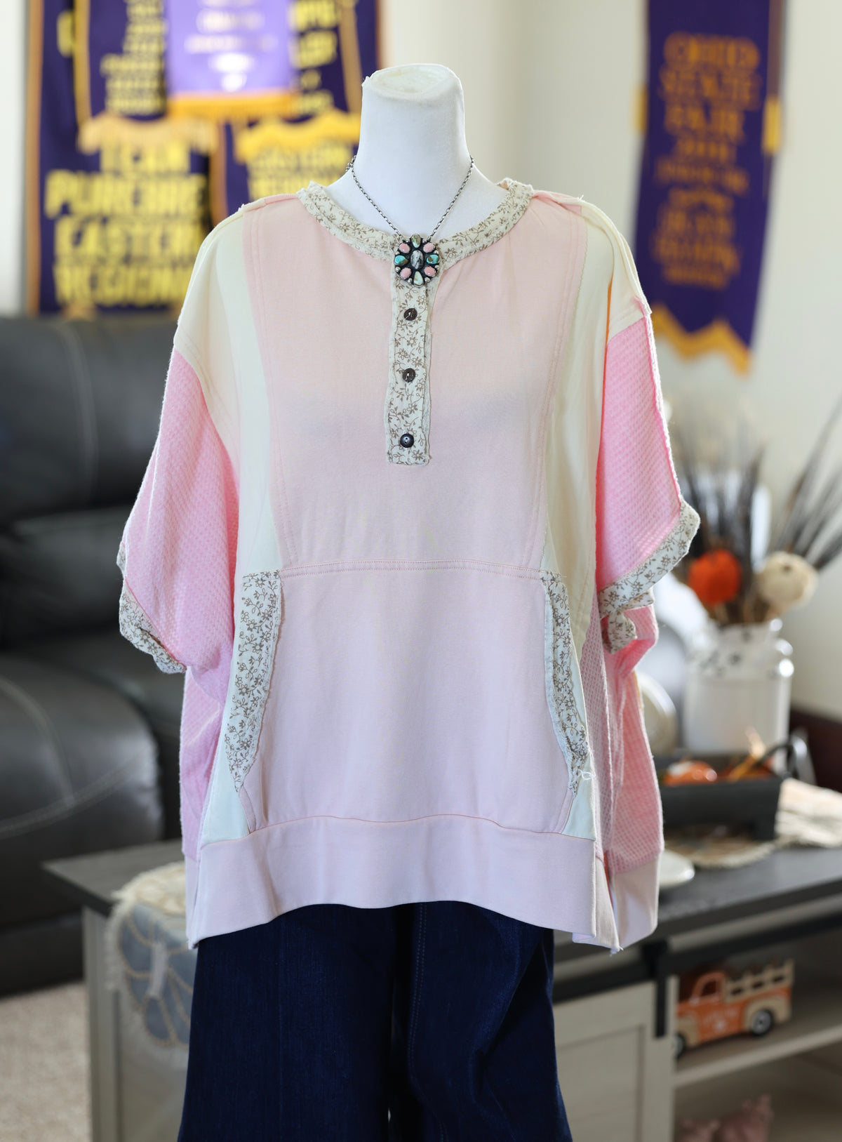Floral Pink Patchwork Top