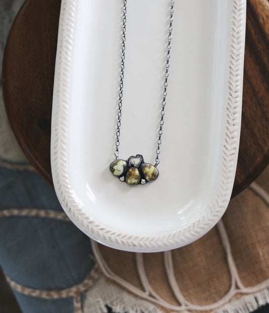 3 Stone Palomino Bar Pig Necklace