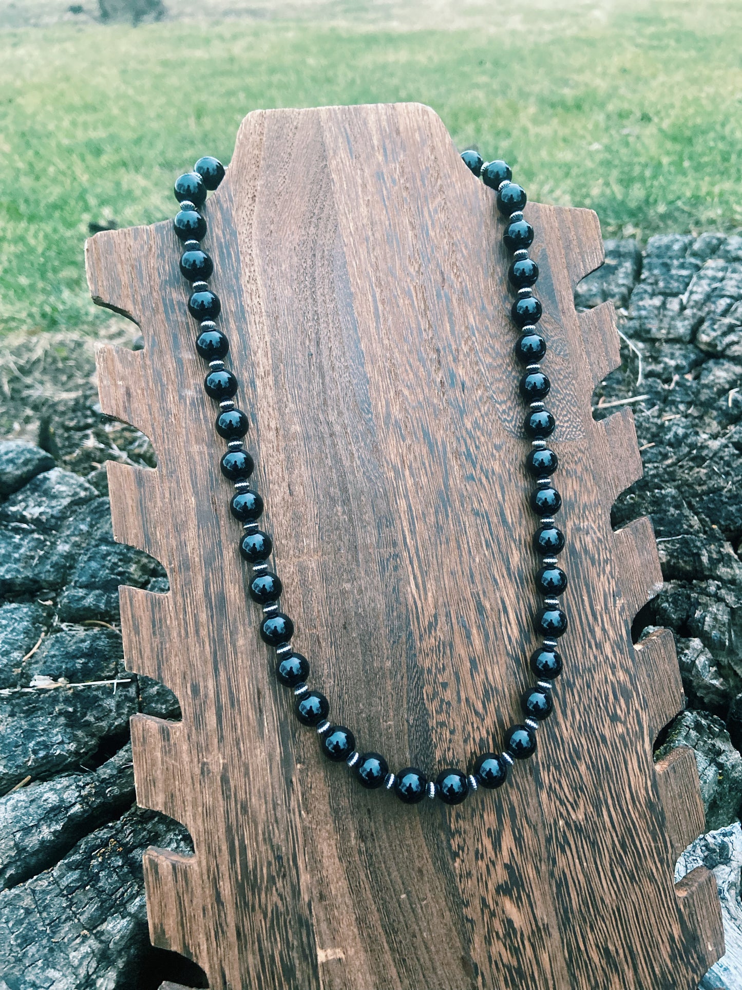 Black Onyx & Navajo Saucer Necklace