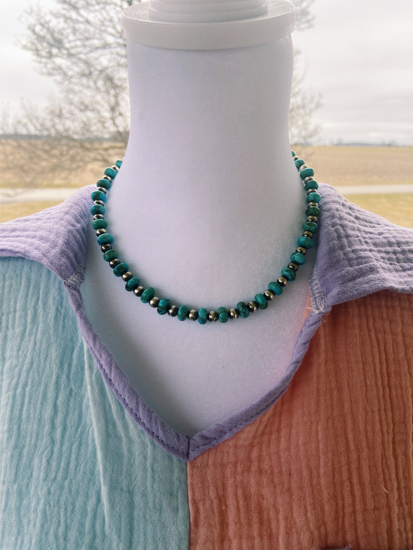 Kingsman Turquoise & Navajo Pearl Choker