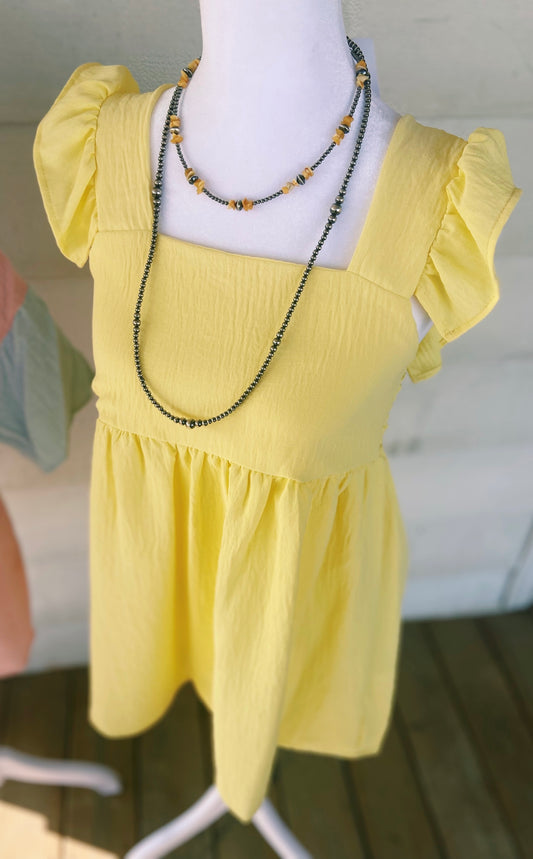 Summer Yellow Ruffled Sleeve Top