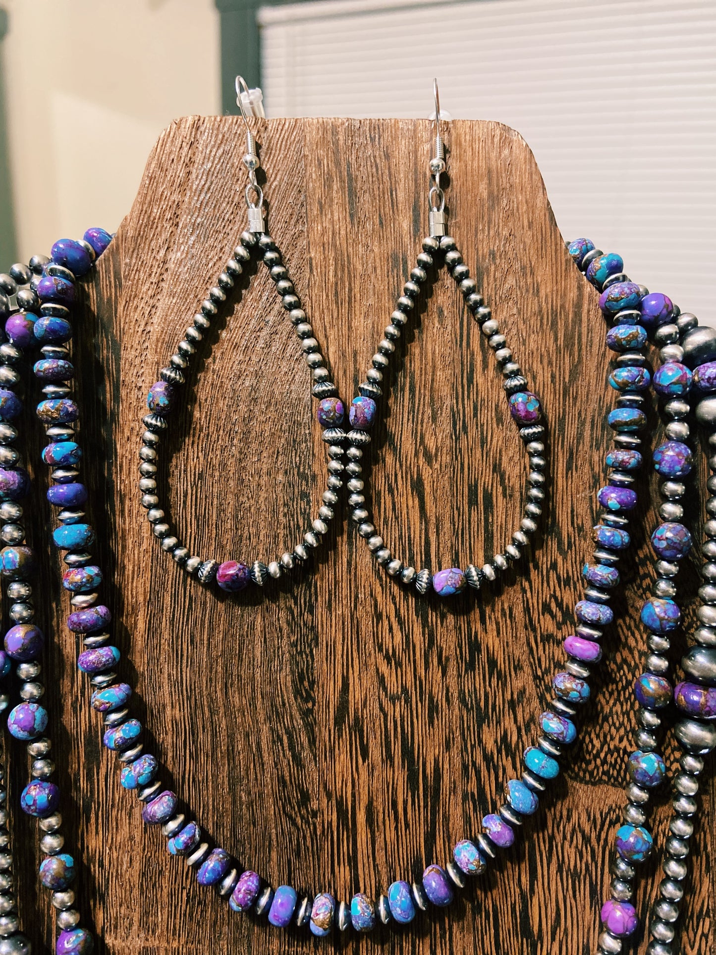 Purple Spotted Mohave & Navajo Pearl Earrings