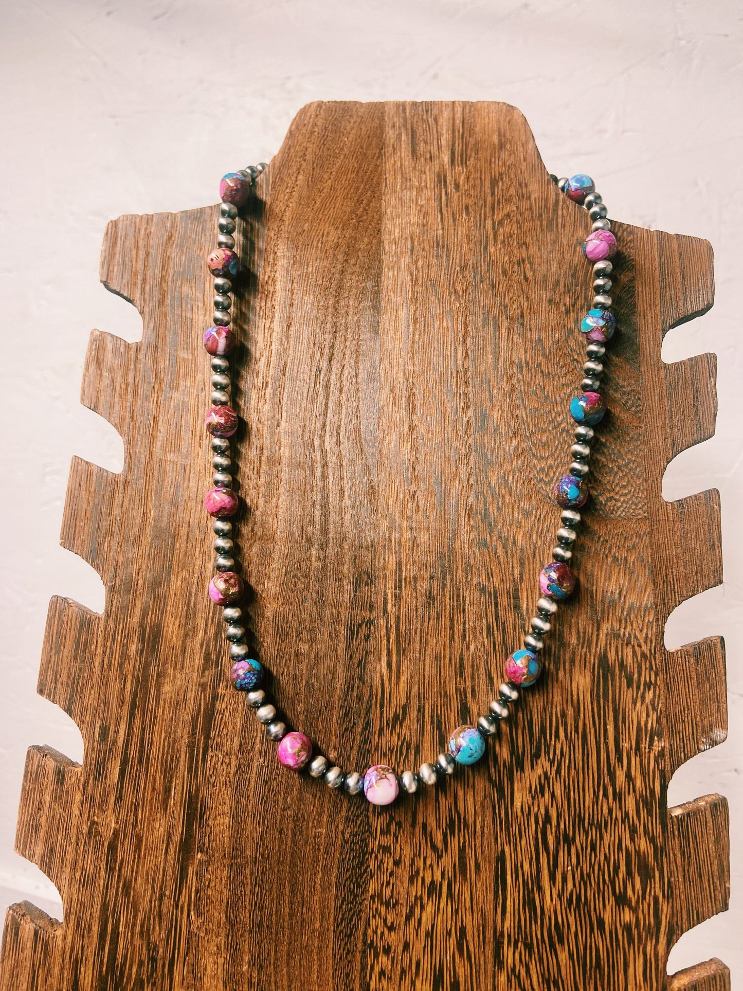 Purple Dahlia & Navajo Pearl Necklace