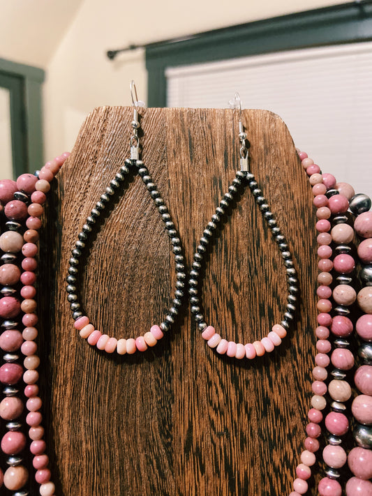 Pink Conch & Navajo Pearl Earrings