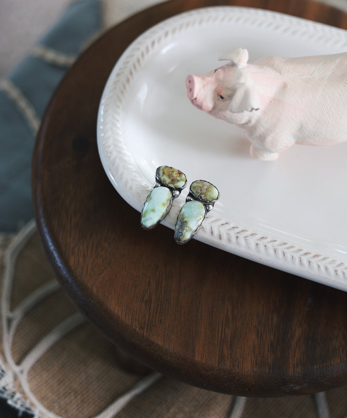 2 Stone Funky Palomino Stud Earrings