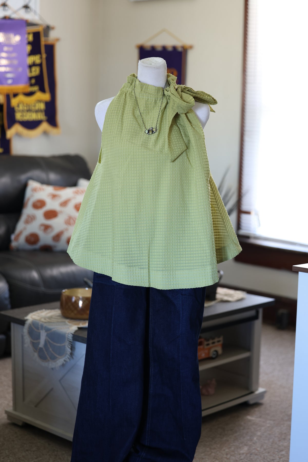 Lime Green Neck Tie Top