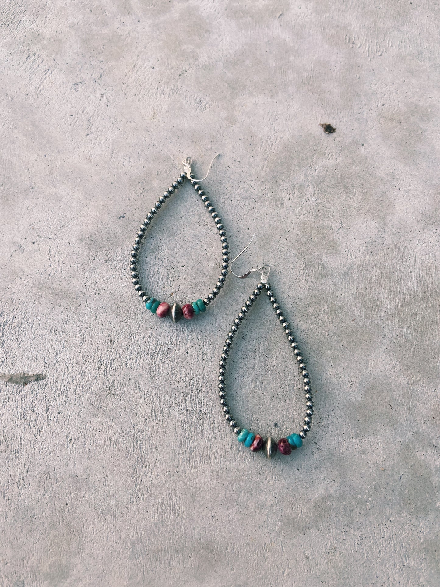 Purple Spiny & Turquoise Real Navajo Pearl Earrings