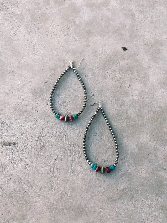 Purple Spiny & Turquoise Real Navajo Pearl Earrings