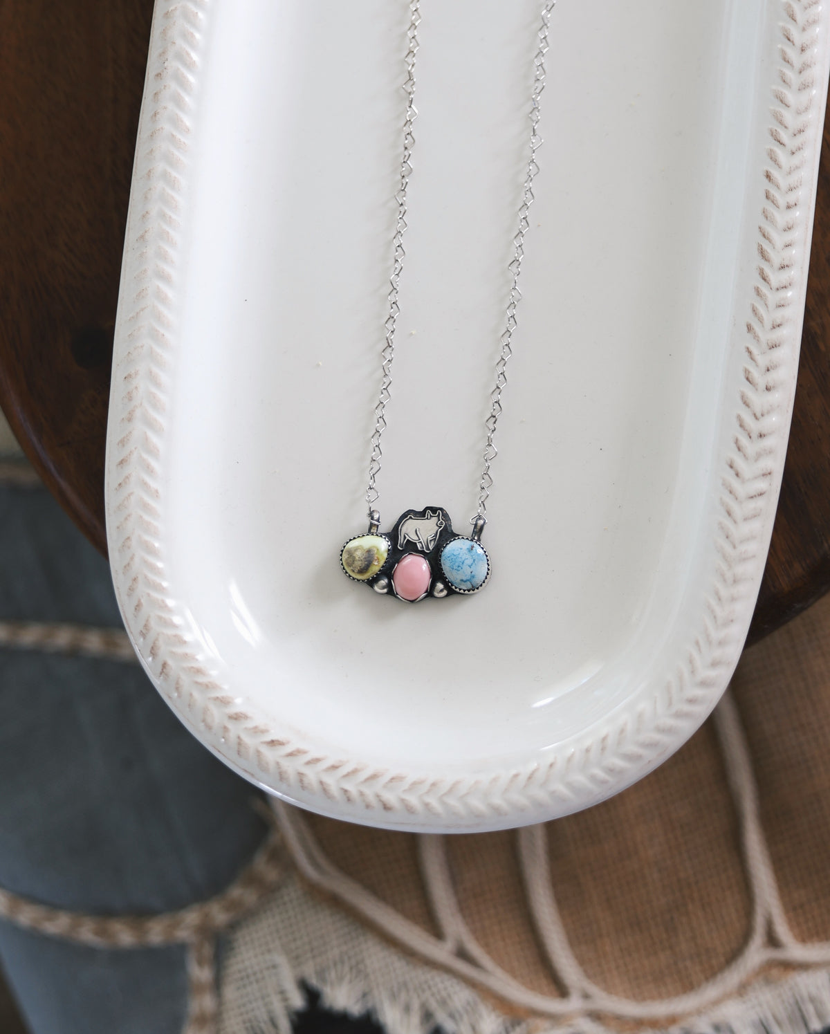 Pastel Multi Stone Pig Necklace