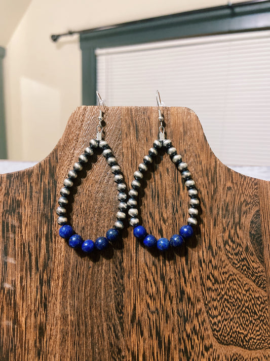 Blue Lapis & Navajo Pearl Earrings