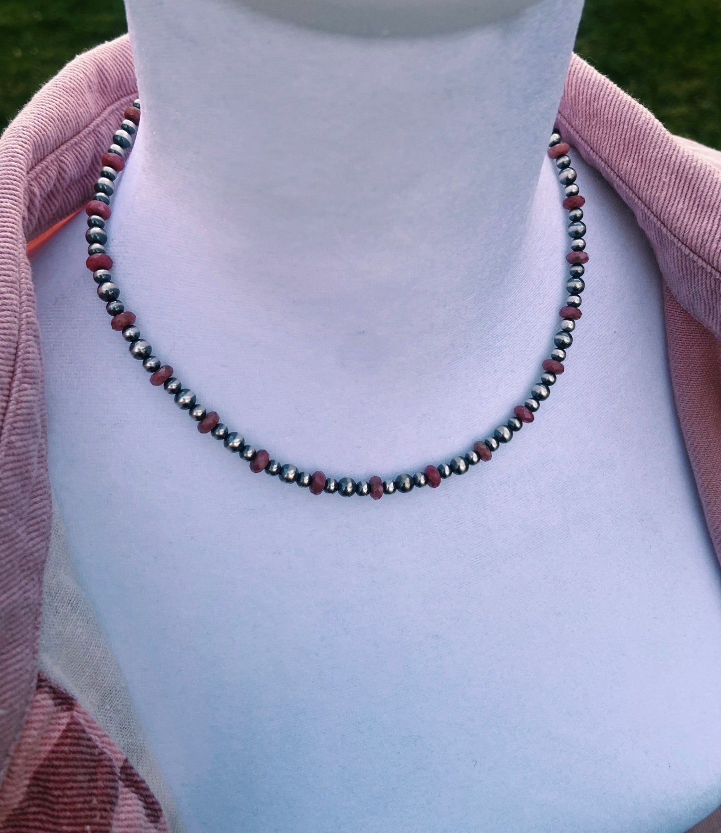 Pink & Navajo Pearl Choker Necklace