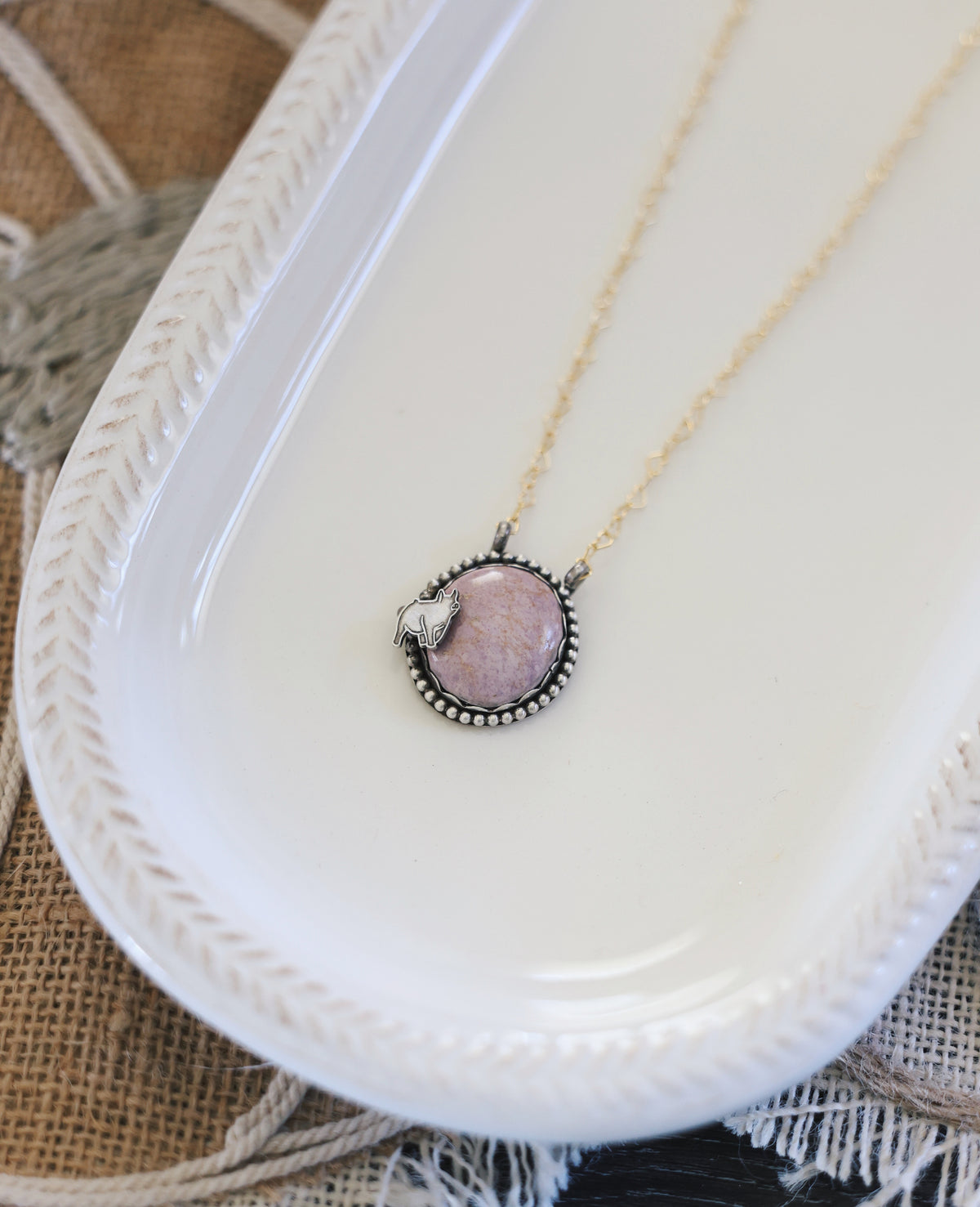 Phosphosiderite Mixed Metals Pig Necklace