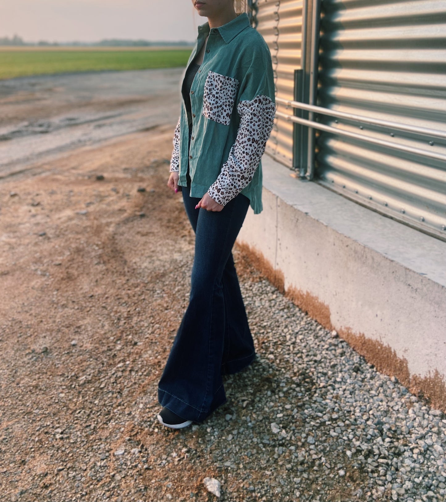 Mint Green & Cheetah Print Lightweight Jacket