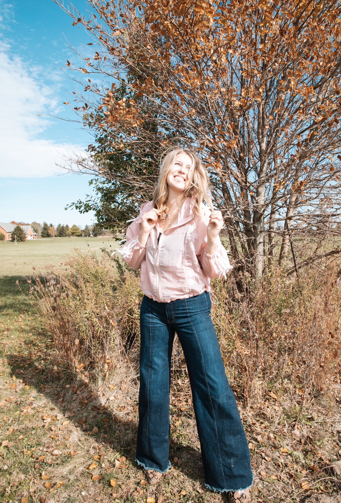 Dusty Pink Bow Windbreaker