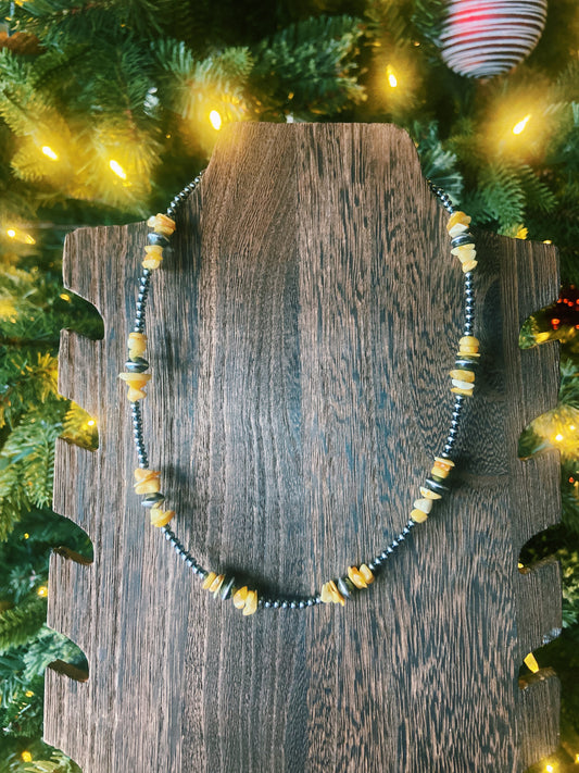 Yellow Amber & Navajo Pearl Choker