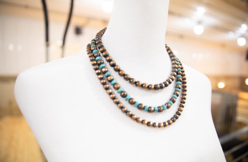 Copper Pearl & Kingsman Turquoise Necklaces