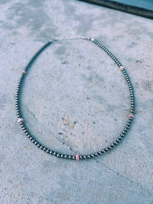 Navajo Pearl & Pink Conch Choker