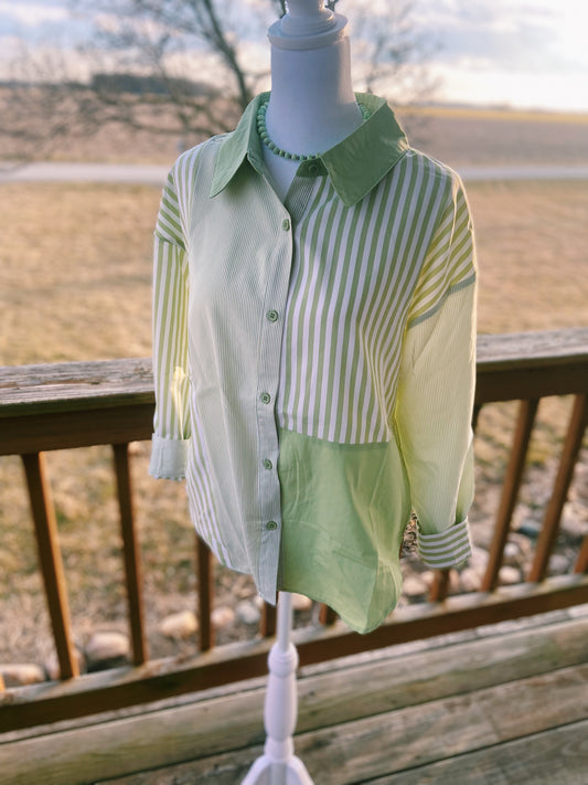 Traditional Green Striped Show Shirt