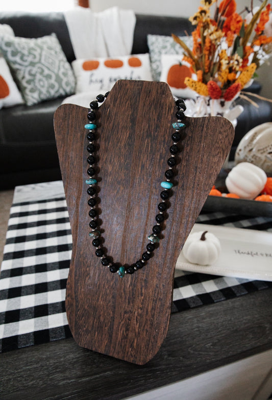 Black Onyx & Turquoise Necklace