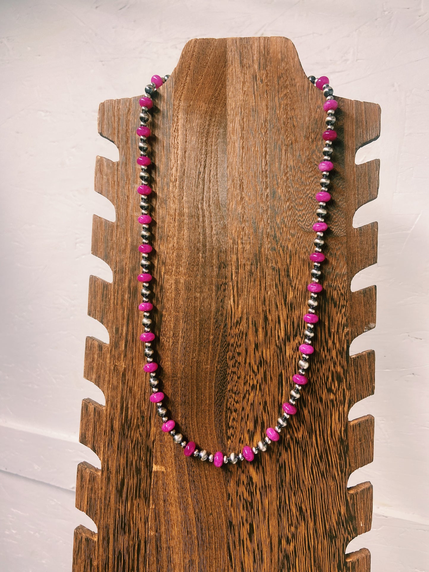 Hot Pink Quartz & Navajo Pearl Necklace