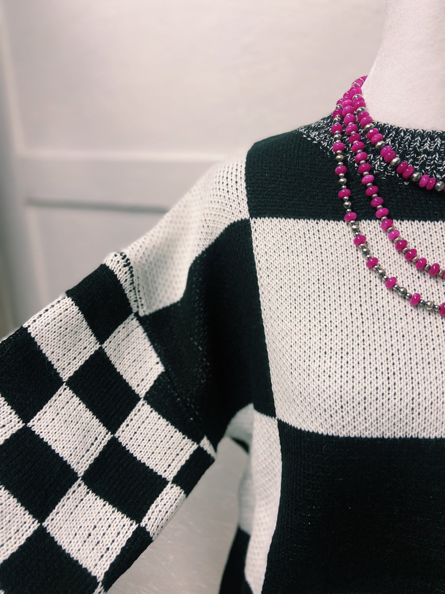 Checkerboard Black & White Sweater