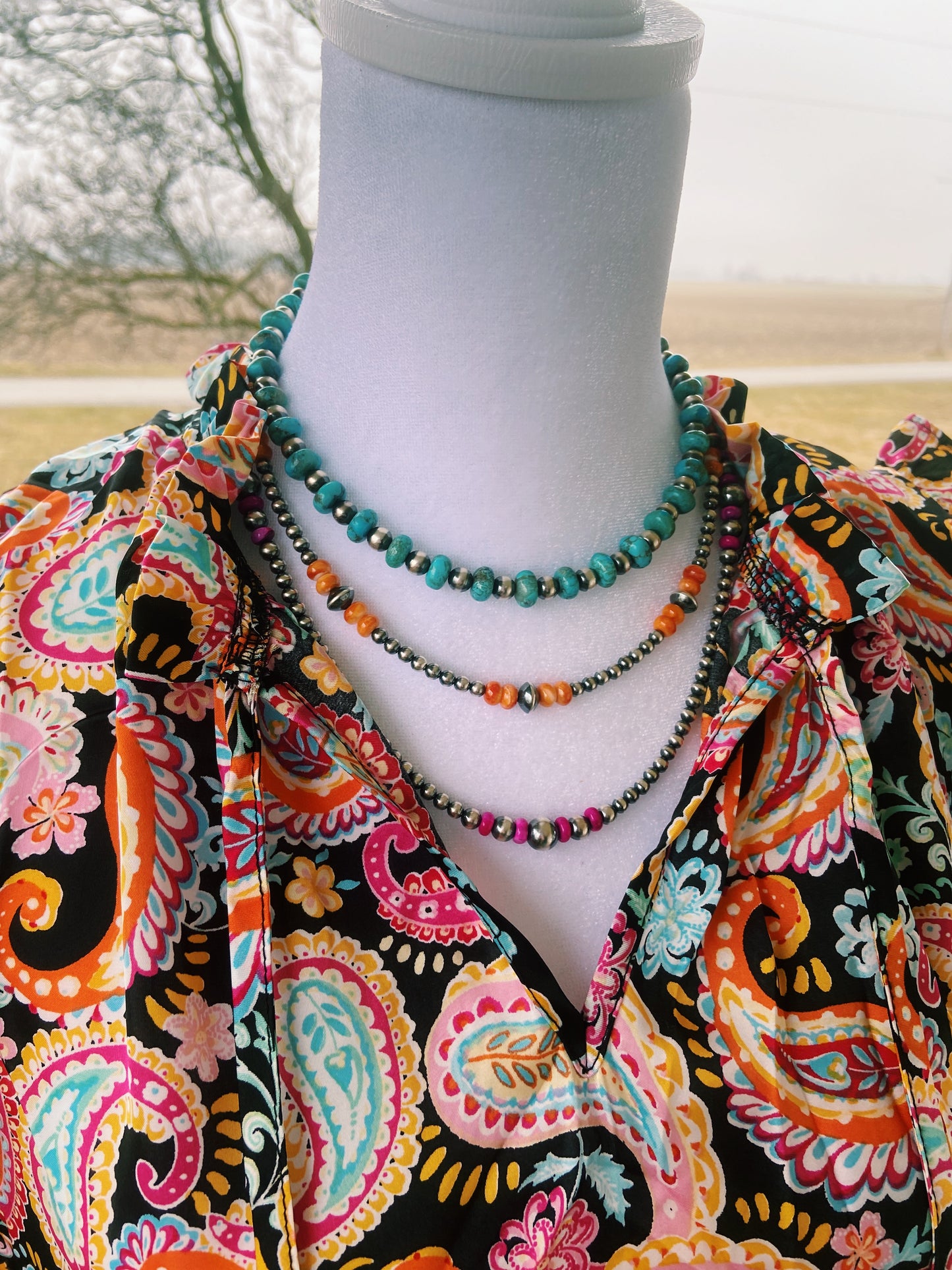 Colorful Paisley Ruffled Sleeved Top